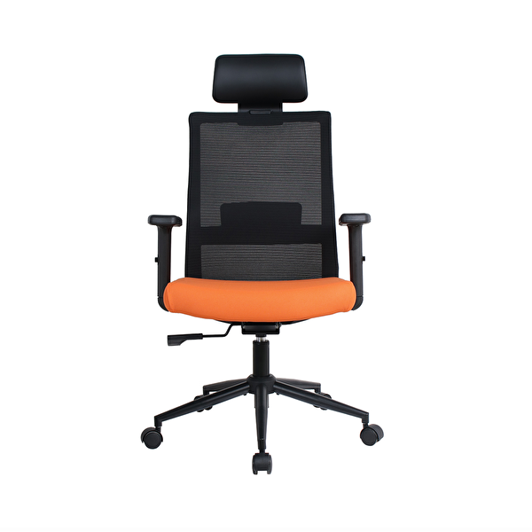 Adore Mobilya Vera Flex Multi Fonksiyon Çalışma Koltuğu - Siyah Turuncu 63x117-127x67 CM
