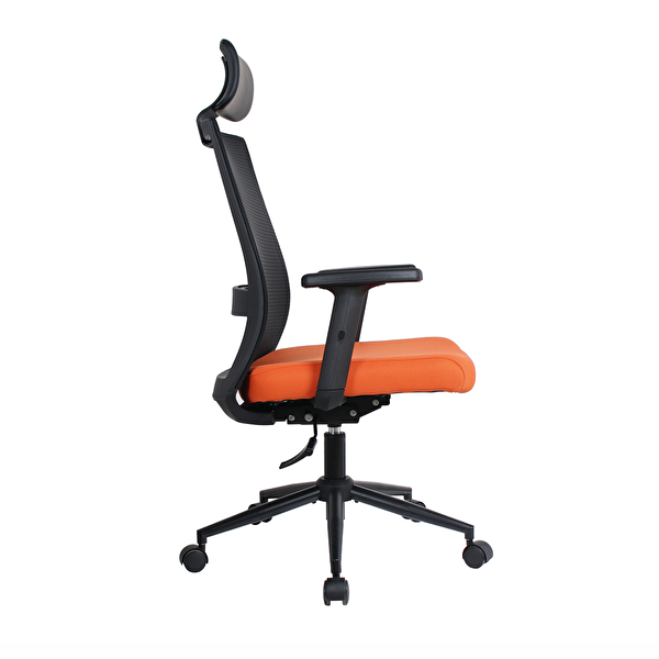Adore Mobilya Vera Flex Multi Fonksiyon Çalışma Koltuğu - Siyah Turuncu 63x117-127x67 CM