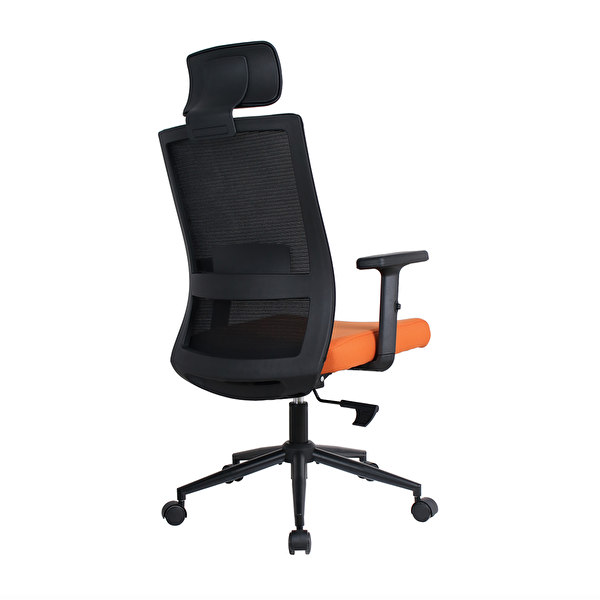 Adore Mobilya Vera Flex Multi Fonksiyon Çalışma Koltuğu - Siyah Turuncu 63x117-127x67 CM