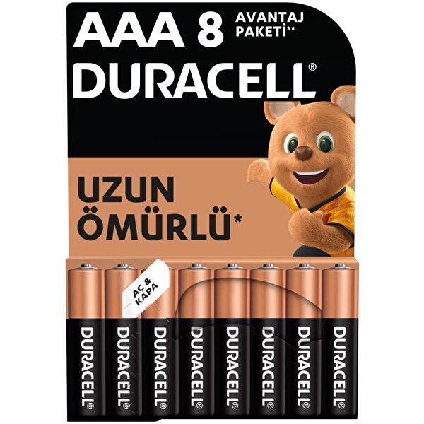 Duracell Duracell Alkalin AAA 8'li Paket Pil