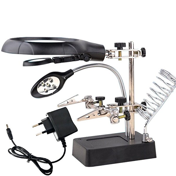 Electroon 16129C Havya Stand Adaptörlü Masa Üstü Ledli Mini Büyüteç