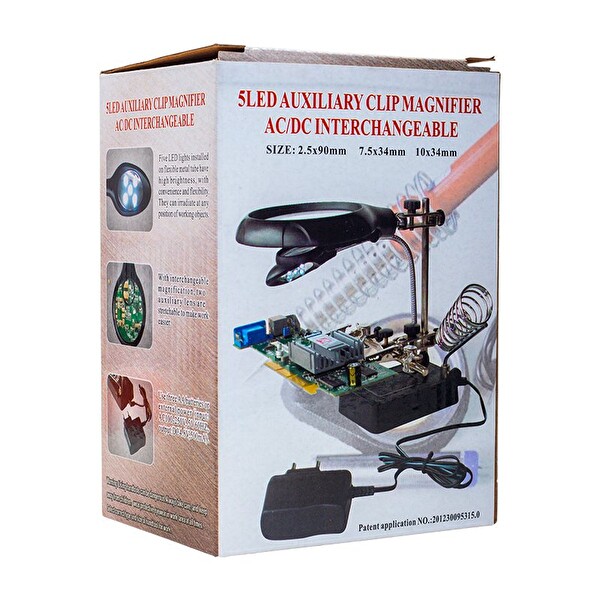 Electroon 16129C Havya Stand Adaptörlü Masa Üstü Ledli Mini Büyüteç