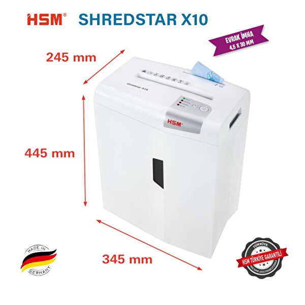 HSM Shredstar X10 20 L Çapraz / Konfeti Kesim Evrak İmha Makinesi