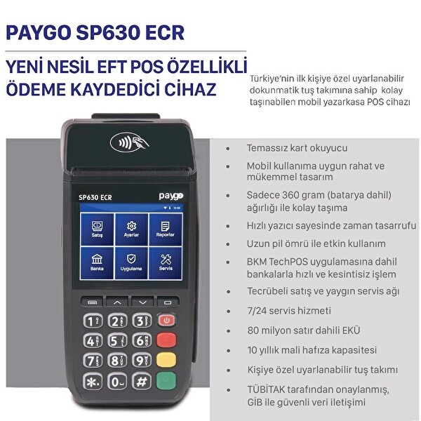Paygo SP630 ECR Yeni Nesil Mobil Pos Yazar Kasa