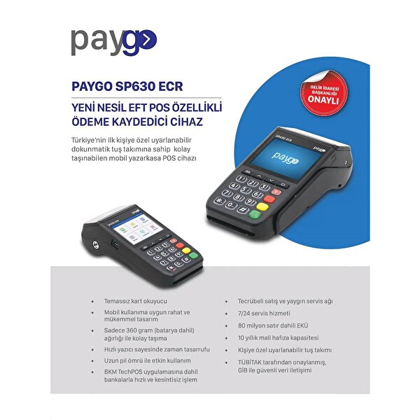Paygo SP630 ECR Yeni Nesil Mobil Pos Yazar Kasa