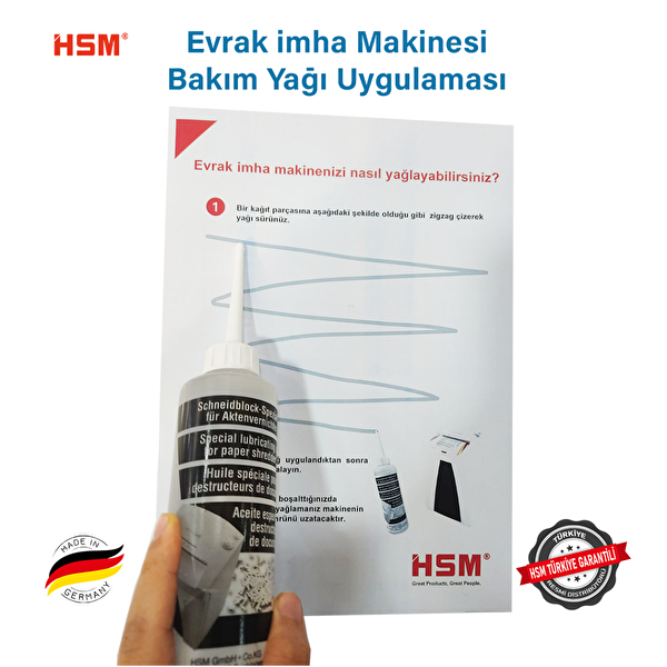 HSM Oil 250 ML Evrak İmha Makinesi Bakım Yağı Bakım Solüsyonu