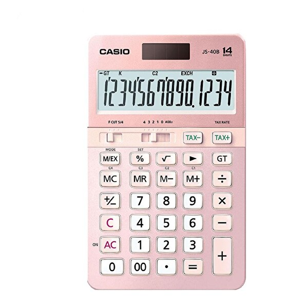 Casio JS-40B-PK Profesyonel 14 Hane Masaüstü Pembe Hesap Makinesi