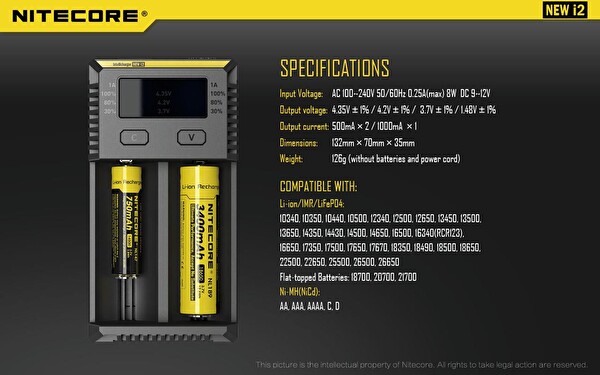 Nitecore New I2 Li-ion IMR Lifepo4 Pil Şarj Aleti