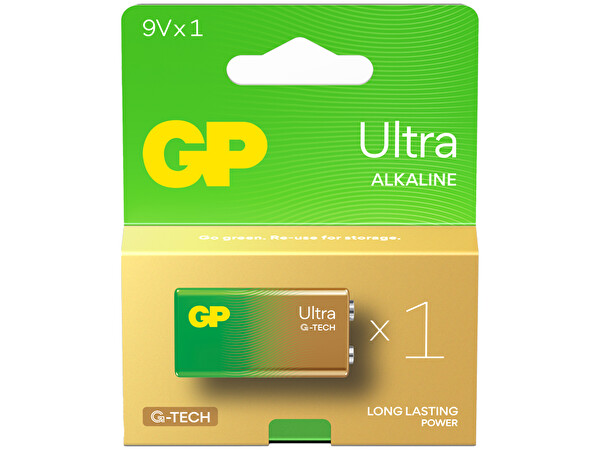 GP G-tech Ultra Alkalin 9V 6LR61 Boy Tekli Pil