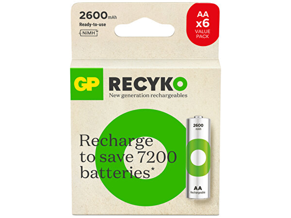GP GP Batteries ReCyko 2700 1.2 V Ni-MH Şarj Edilebilir 6'lı AA Kalem Pil