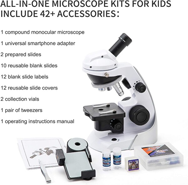 Swift 60x-200x Çocuklar için Bileşik Monoküler Mikroskop