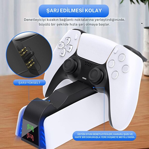 Cosmostech PS5 Dualsense Joystick Hızlı Şarj İstasyonu LED Göstergeli YH-54 Playstation 5 Controller Charger Dock