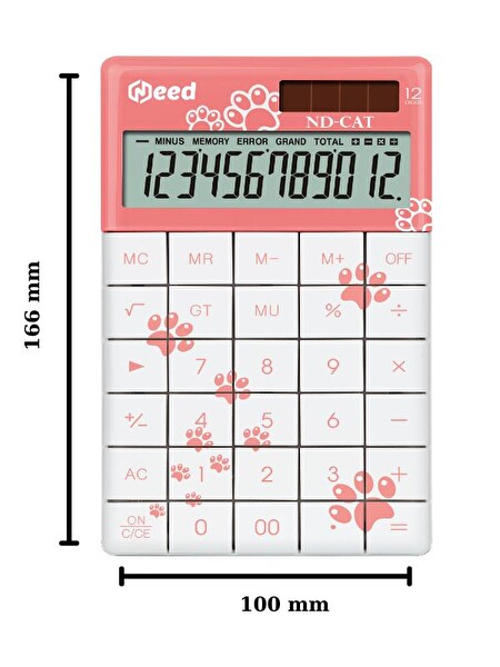 Need ND-CAT Pembe Kedi Pati Desenli Hesap Makinesi