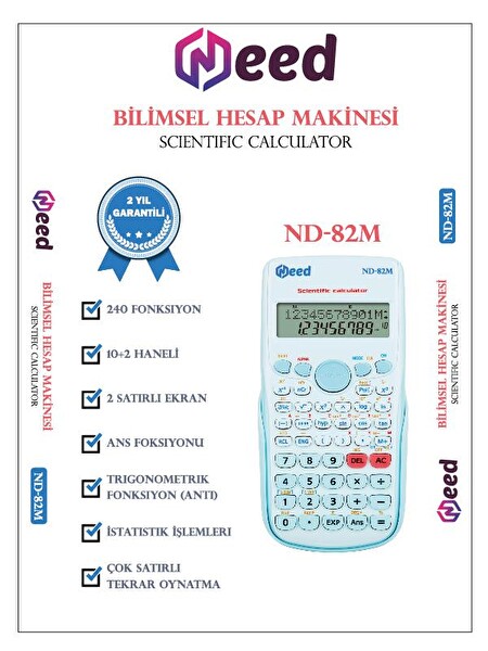 Need ND-82M Mavi 240 Fonksiyonlu Bilimsel Hesap Makinesi