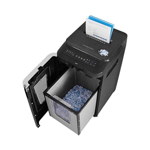 HP Pro Shredder Auto 400CC Otomatik Beslemeli 400 sayfa Evrak İmha Makinesi - P4-Çapraz Kesim 4x12 mm 53 lt