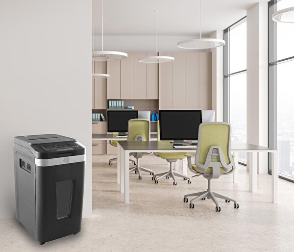 HP Pro Shredder Auto 400CC Otomatik Beslemeli 400 sayfa Evrak İmha Makinesi - P4-Çapraz Kesim 4x12 mm 53 lt