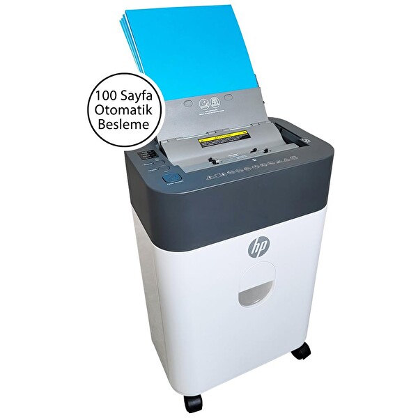 HP OneShred Auto 100CC Otomatik Beslemeli Evrak İmha Makinesi - P4 Çapraz Kesim 4.3x12 mm 17 lt