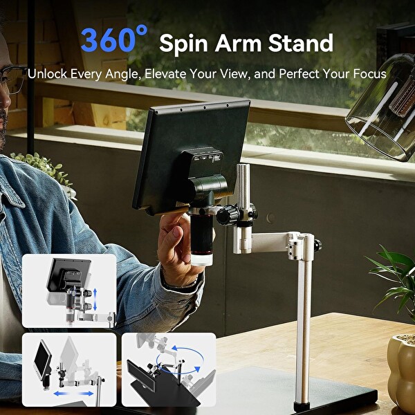 Tomlov TM4K Esnek Kol Dijital Mikroskop 2000x 52MP 4K LCD Mikroskop - 8