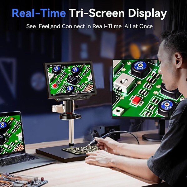 Tomlov TM4K Max 4K Döner Kol Dijital Mikroskop 2000x 52MP - 10.1