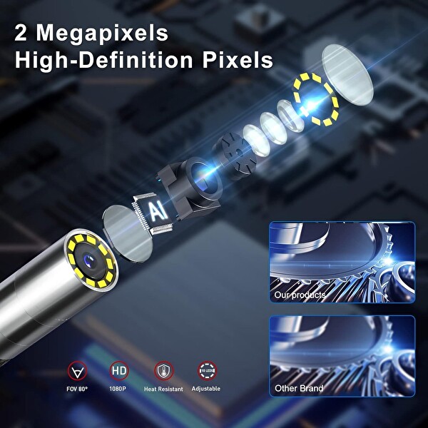 Ralcam Mafsallı Boroskop İki Yönlü 180 Derece 8.5mm Lens IP67 Su Geçirmez