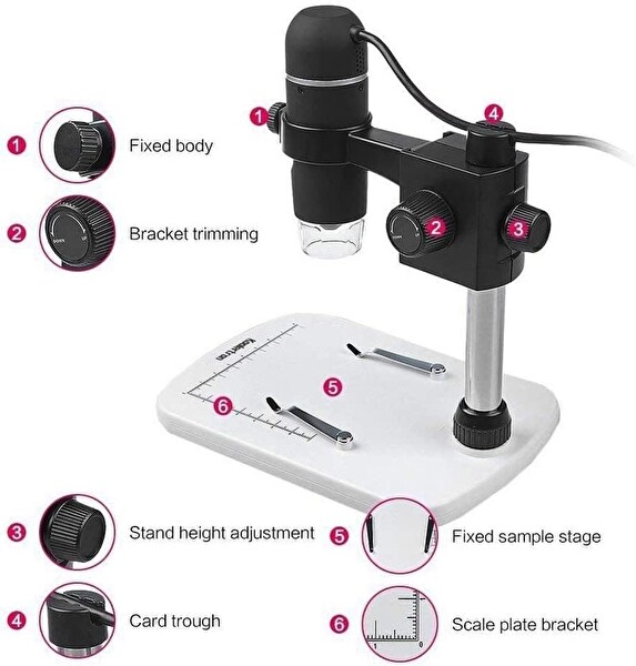 Koolertron 5MP 20-300X USB Dijital Mikroskop Büyüteçli Video Kamera