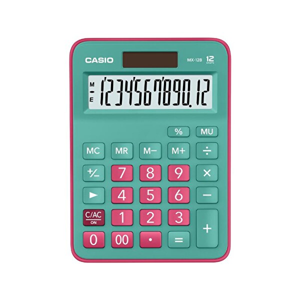 Casio MX-12B-GNRD 12 Haneli Masaüstü Hesap Makinesi Yeşil-Pembe