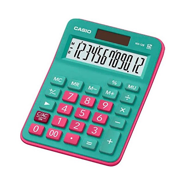 Casio MX-12B-GNRD 12 Haneli Masaüstü Hesap Makinesi Yeşil-Pembe