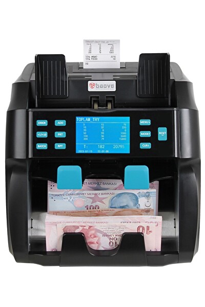Baove GB9000 Pro Mix Çift Katlı Karışık Para Sayma Makinesi ve Sahte Yakalama - Yazıcı