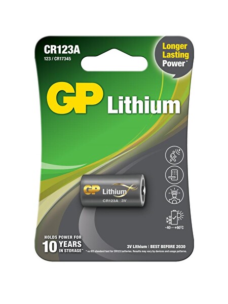 GP CR123A 3V Lityum Tekli Paket Pil (GPCR123A-U1) Fotoğraf Makinesi Pili