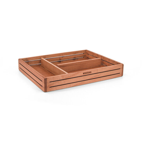 WOODSAKA 3Line Sade Organizer & Aksesuar Kutusu - Kiraz Ağacından