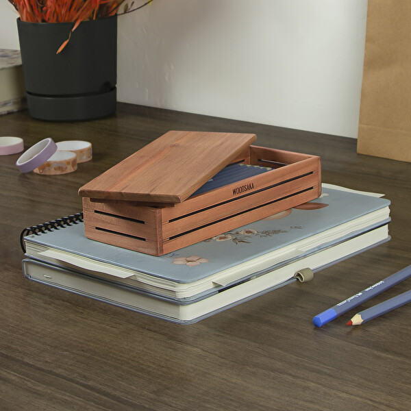 WOODSAKA 3Line Yatay Kapaklı Saklama - Kiraz