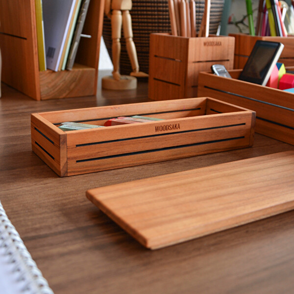 WOODSAKA 3Line Yatay Kapaklı Saklama - Kiraz