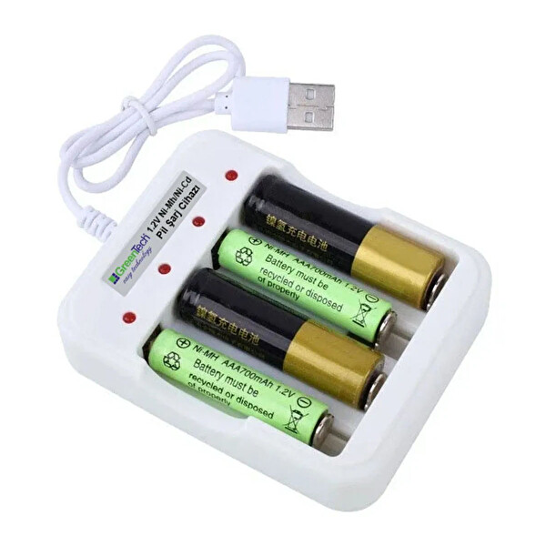Greentech Pil Şarj Cihazı (Dört Yuvalı) - 1.2V Ni-Mh / Ni-Cd AA / AAA / GT-BC04