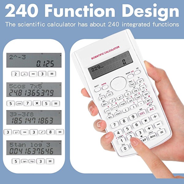 Valkyrie Dexin 240 Fonksiyonlu Çift Satır Bilimsel Hesap Makinesi Beyaz