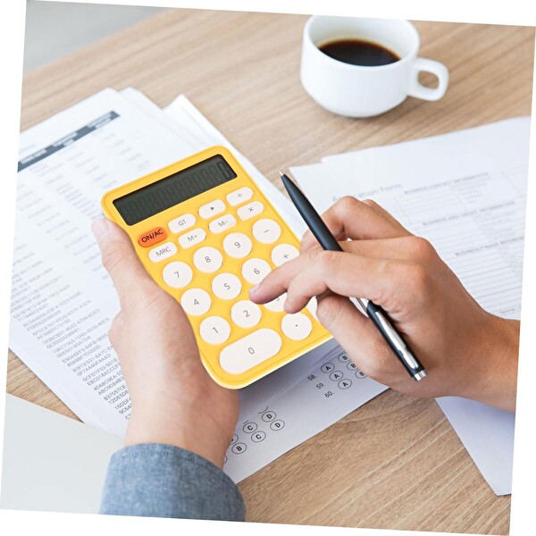 Valkyrie Junno Sevimli Yuvarlak Tuşlu 12 Basamaklı Masaüstü Hesap Makinesi Sarı