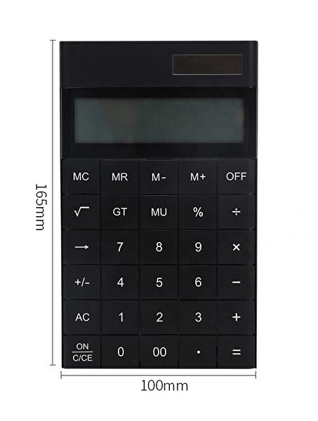 Valkyrie 12 Basamaklı Güneş Enerjili Masaüstü Hesap Makinesi Slim Tasarım Siyah