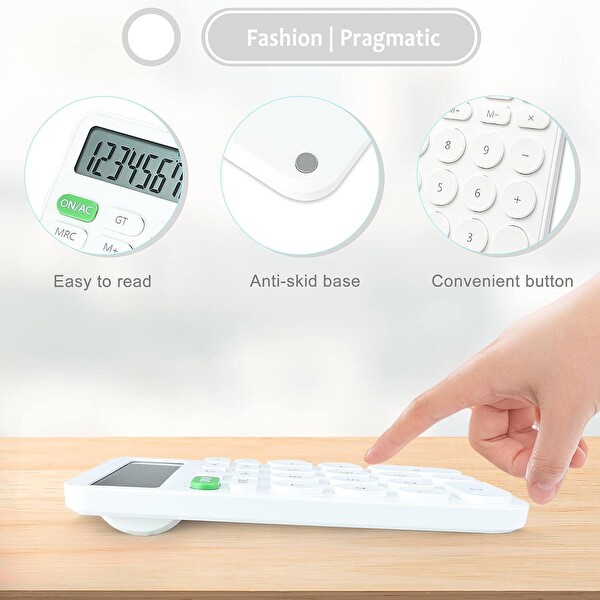 Valkyrie Junno Sevimli Yuvarlak Tuşlu 12 Basamaklı Masaüstü Hesap Makinesi Beyaz