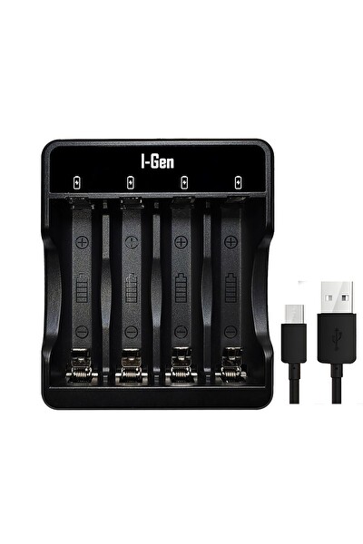 I-Gen Batteries G465 4x USB Pil Şarj Cihazı + 4 Adet 650mAh AAA İnce Kalem Pilli Set 4 Adet 650mAh AAA - Şarj Aleti