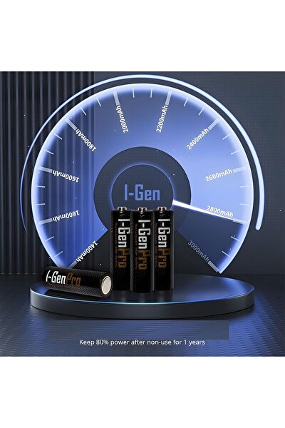 I-Gen Batteries Pro Series 4'lü AAA Şarj Edilebilir 1100 mAH Yüksek Kapasite 1.2v Nimh İnce Şarjlı Kalem Pil
