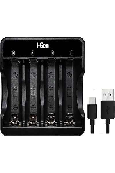 I-Gen Batteries G400 4'lü AA-AAA Pil Şarj Cihazı USB Type-C Yüksek Hızlı Pil Şarj Aleti NiMH NiCd