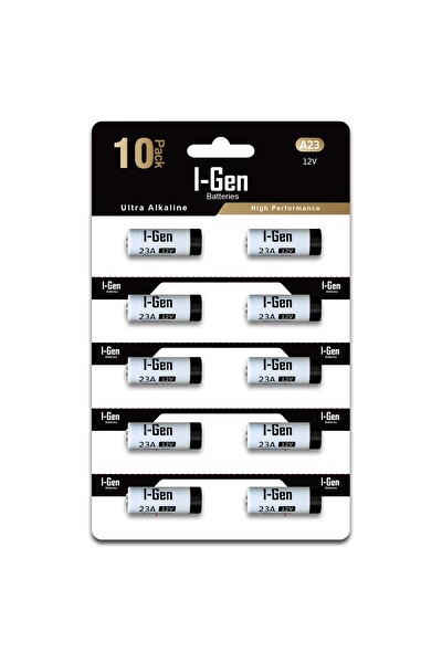 I-Gen Batteries Yüksek Kapasiteli 23A Pil 10'lu Paket 12V MN21 Pil (A23 / 23A / V23GA / LRV08 / 8LR932)