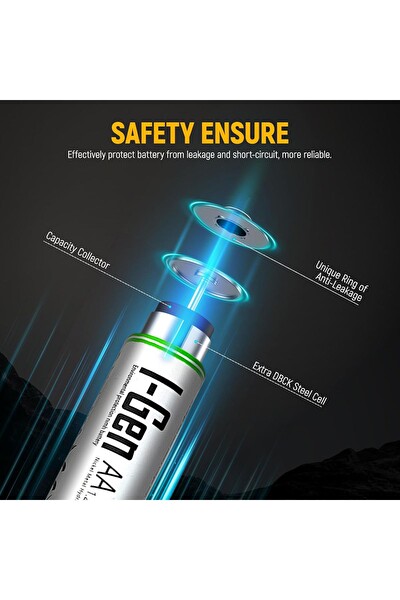 I-Gen Batteries 4 Adet AA Şarj Edilebilir Pil 1100mAh 1.2v Kalın Kalem AA Pil Güneş Enerjili Aydınlatmalar
