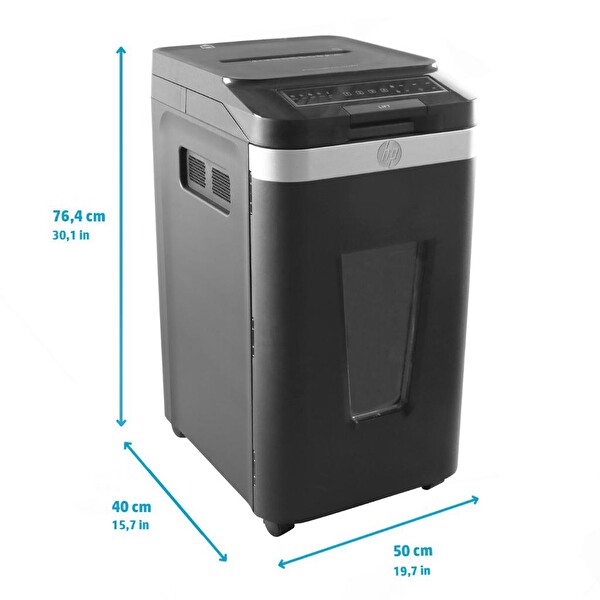 HP Pro Shredder Auto 400MC Otomatik Beslemeli 400 Sayfa Evrak İmha Makinesi-P5-Mikro Kesim-2x12mm-53lt