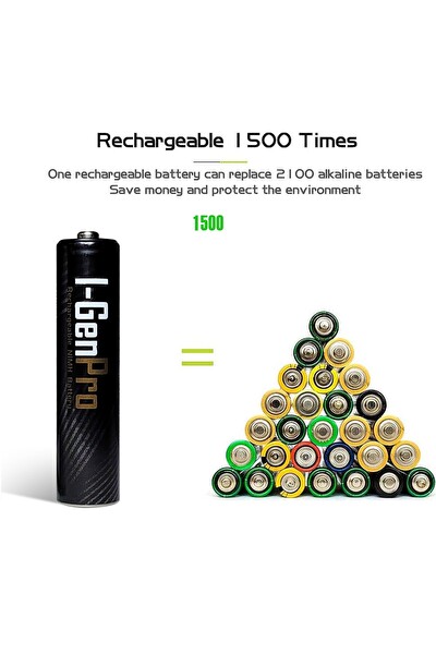 I-Gen Batteries Pro Series Recharge+ 16'lı AA Şarj Edilebilir 2950 mAh Pil