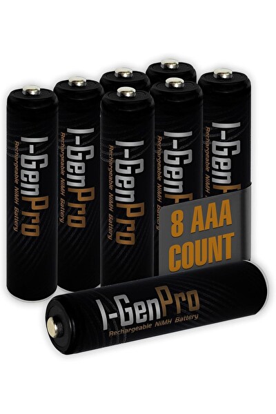 I-Gen Batteries Pro Series 8 Adet AAA Şarj Edilebilir Pil 1100 mAh Yüksek Kapasite 1.2V NiMH İnce Kalem Pil