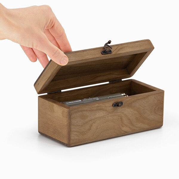 WOODSAKA Kapaklı Ahşap Kalem Kutusu - Ceviz