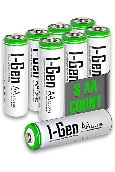 I-Gen Batteries 8 Adet 2700 mAh AA Şarj Edilebilir Pil Yüksek Kapasite 1.2V NiMH