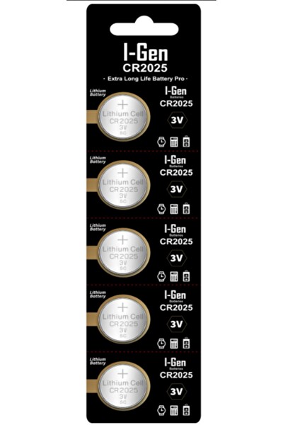 I-Gen Batteries CR2025 Pil 5'li Paket – Uzun Ömürlü Güç Kaynağı