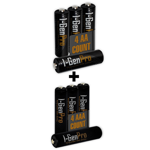 I-Gen P177 4 Adet AA Pro 2950 mAh Şarjlı Kalem Pil - 4 Adet AAA Pro 1100 mAh Şarjlı İnce Kalem Pil 1.2V NI-MH