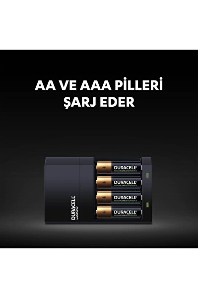 Duracell CEF14 Yüksek Hızlı Pil Şarj Cihazı - Şarj Edilebilir AA ve AAA Pil (2'şer Adet)